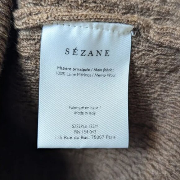 Sézane Rosalia 100% Merino Wool Knit Turtleneck Sweater in Brown Mocha Size XS - Picture 9 of 10